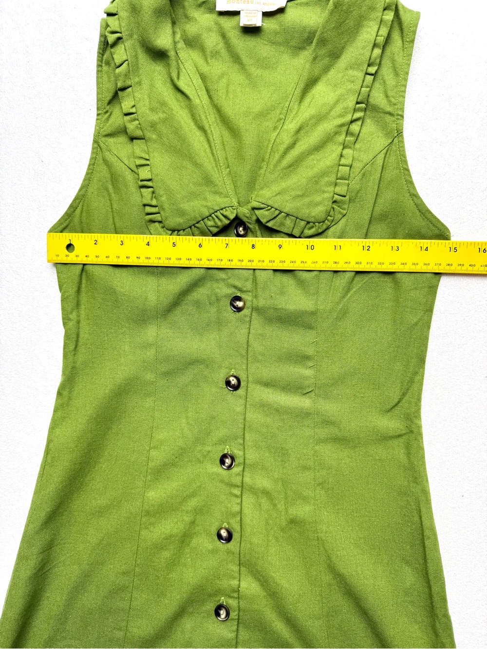 Monteau Green Ruffle-Collar Button-Front Mini Dress - Picture 5 of 8
